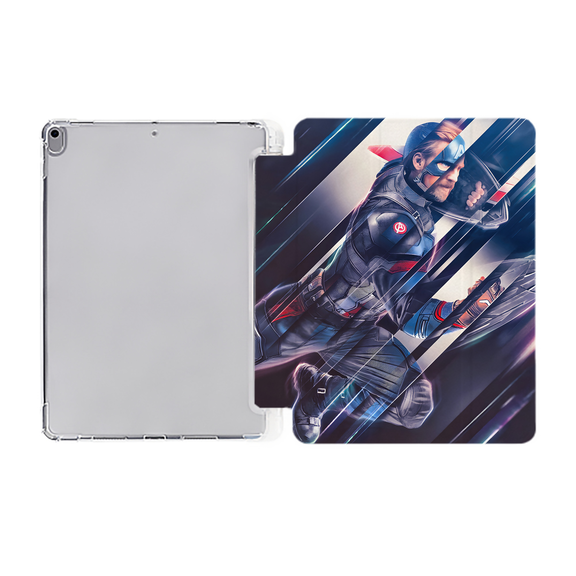 （画像用） アベンジャーズ The Avengers IPad ケース ペン収納付き 三つ折りスタンド PUレザー×シリコン 対応機種9.5/10.5/10.9インチ